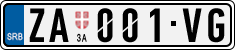 License plate of Serbia, Cars