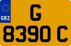 License plate of Gibraltar, Regular car plates (G 1234 A)