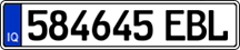 License plate of Iraq, 1988 year system