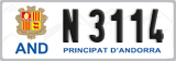 License plate of Andorra, Cars (A 1234)
