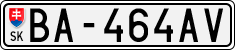 License plate of Slovakia, Cars