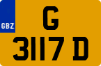 License plate of Gibraltar, Regular car plates (G 1234 A)
