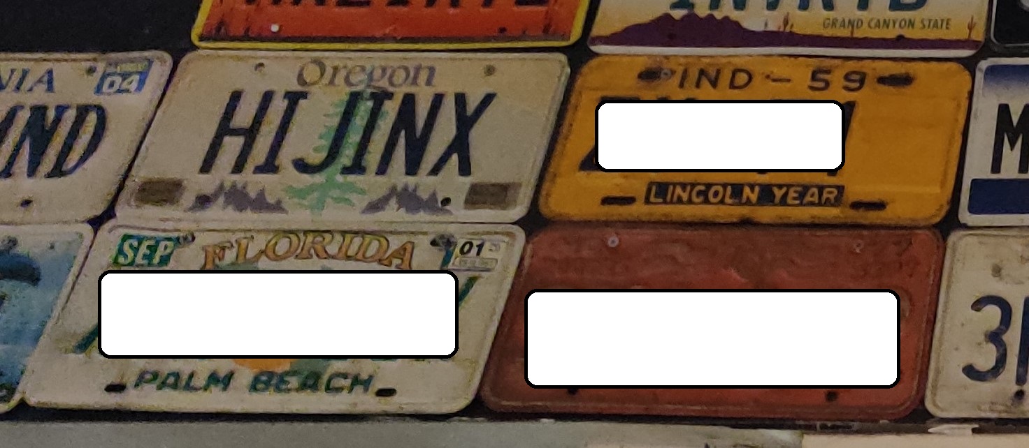 HIJINX, License plate without vehicle 