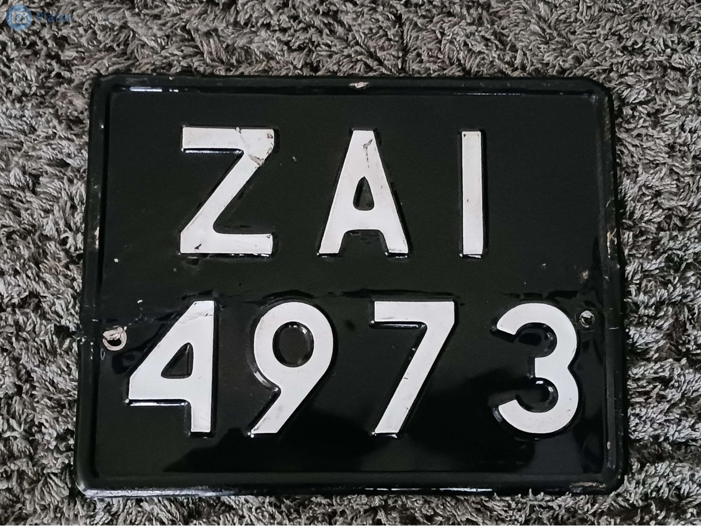 ZAI 4973, License plate without vehicle 