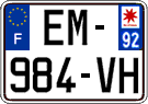 French license plate, SIV (ordinary)