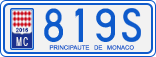 License plate of Monaco, Cars