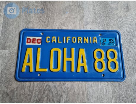 ALOHA 88, License plate without vehicle