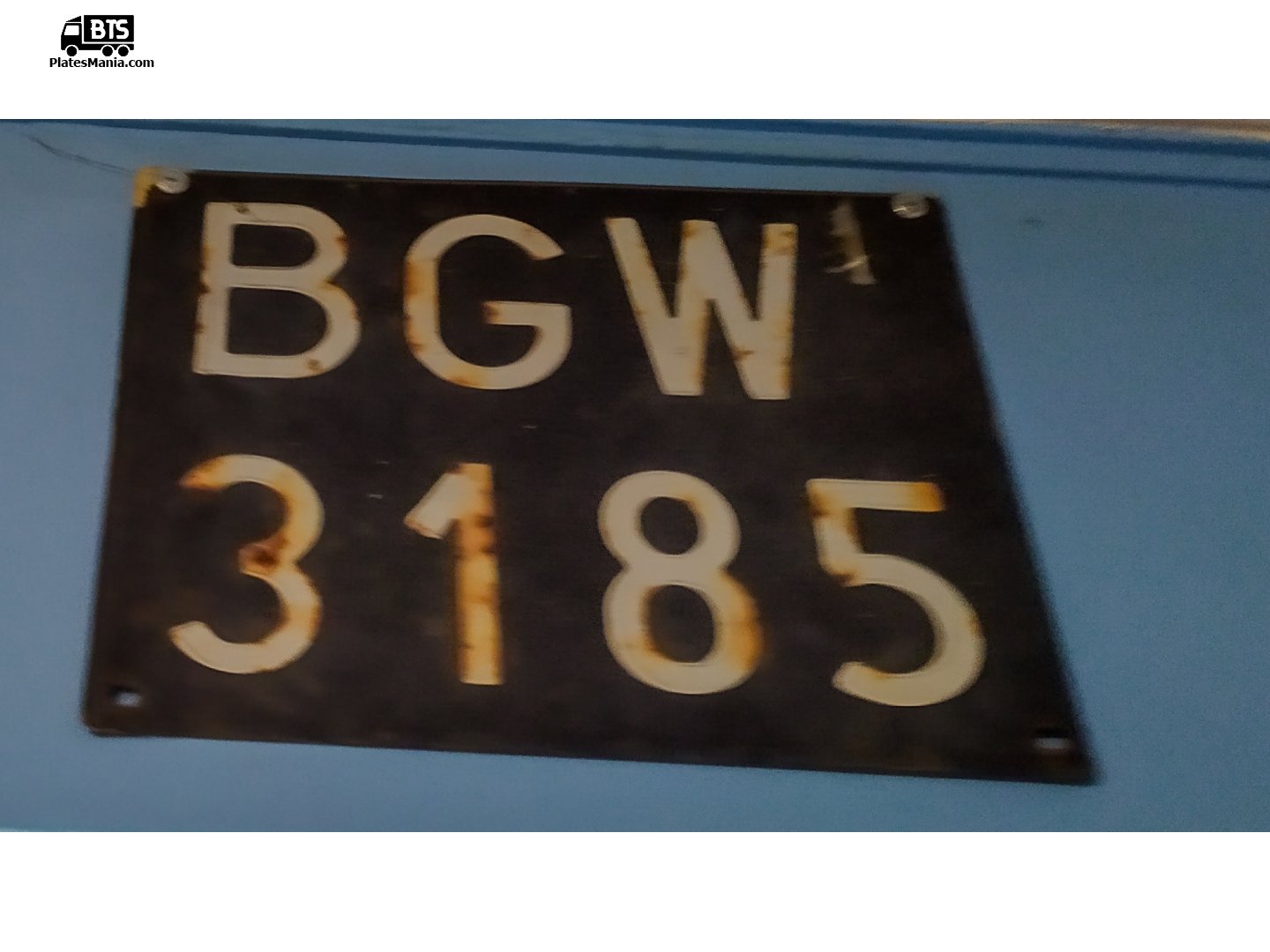 BGW 3185, License plate without vehicle 