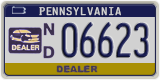 Pennsylvania, Dealer (N/D 12345 | P/R 12345)