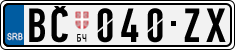 License plate of Serbia, Cars