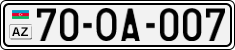 License plate of Azerbaijan, Cars