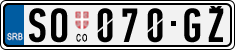License plate of Serbia, Cars