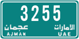 License plate of the UAE, Ajman, Taxi