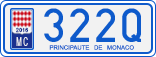 License plate of Monaco, Cars