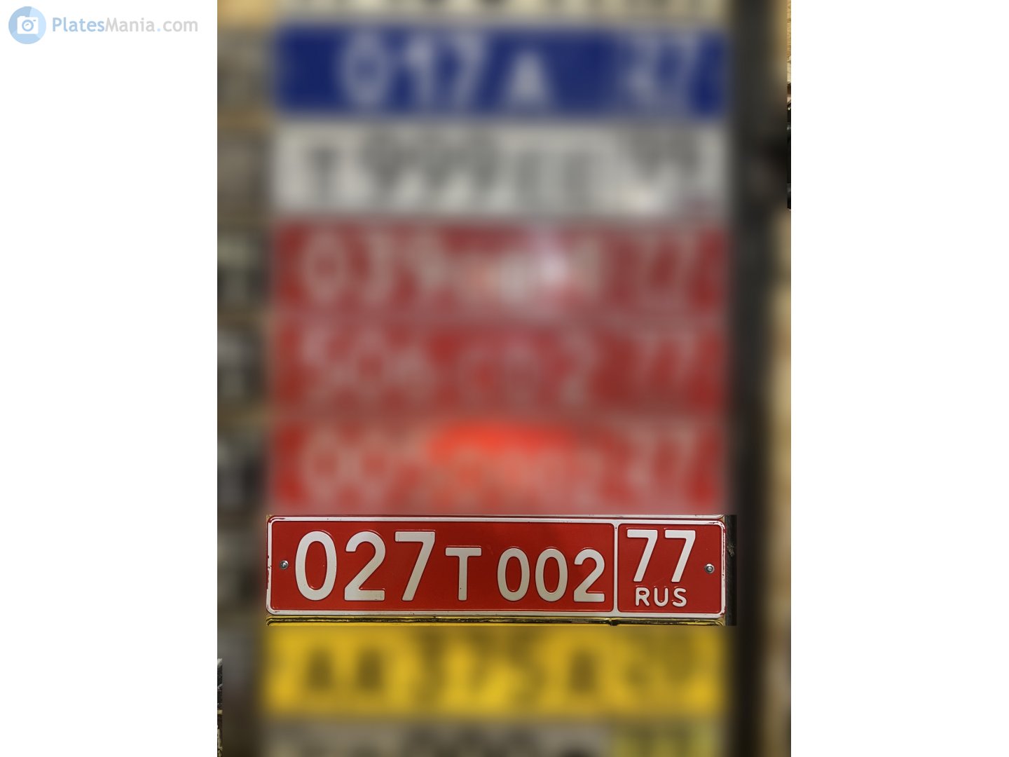 027 T 002 77, License plate without vehicle 