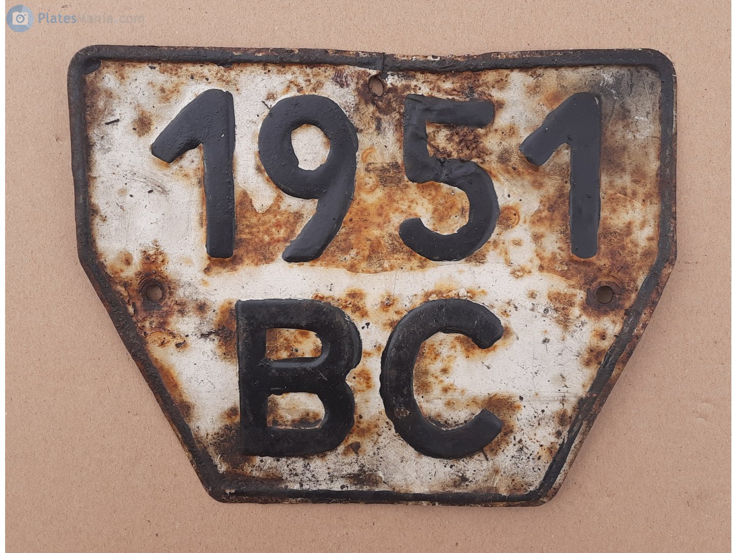1951 ВС, License plate without vehicle 