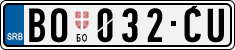License plate of Serbia, Cars