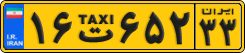 License plate of Iran, Taxi