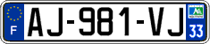 French license plate, SIV (ordinary)