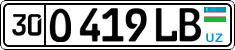 License plate of Uzbekistan, Private owners