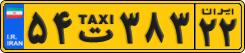 License plate of Iran, Taxi