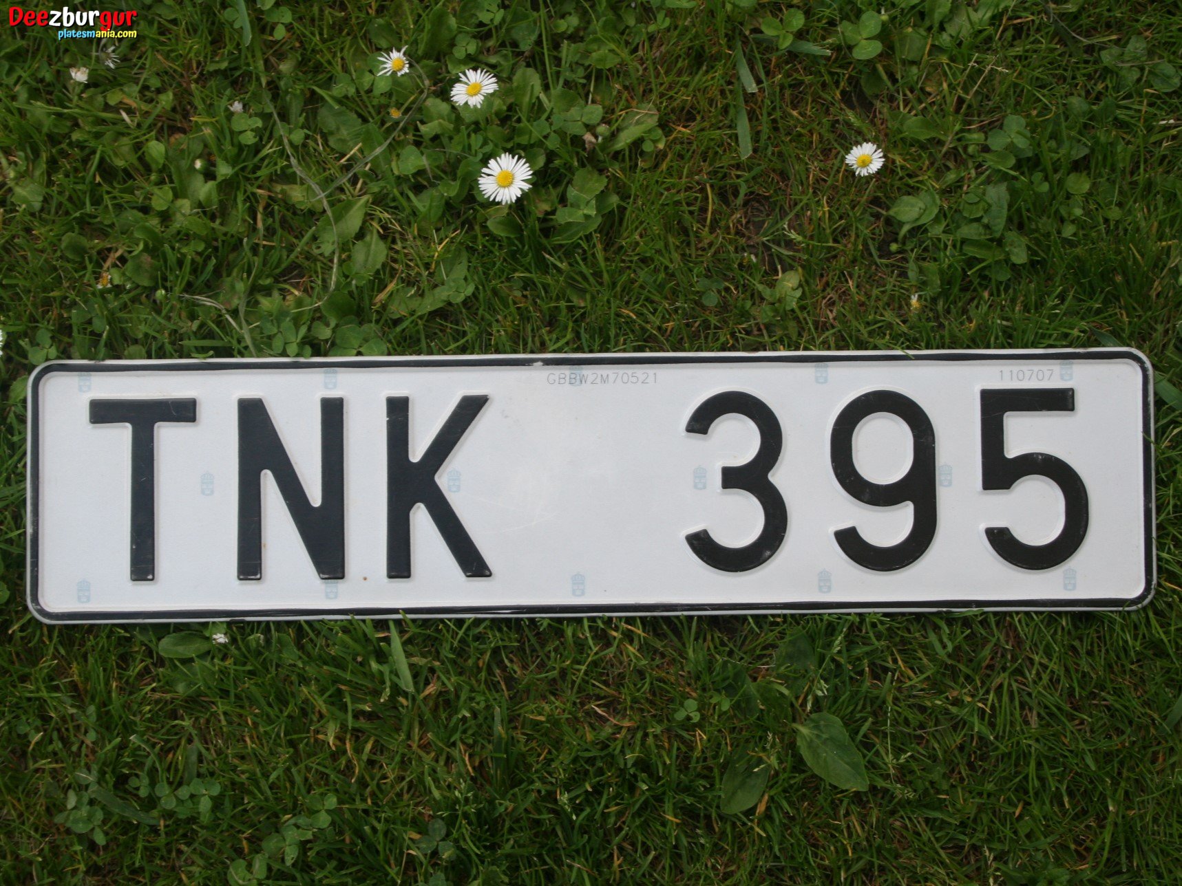 TNK 395, License plate without vehicle 