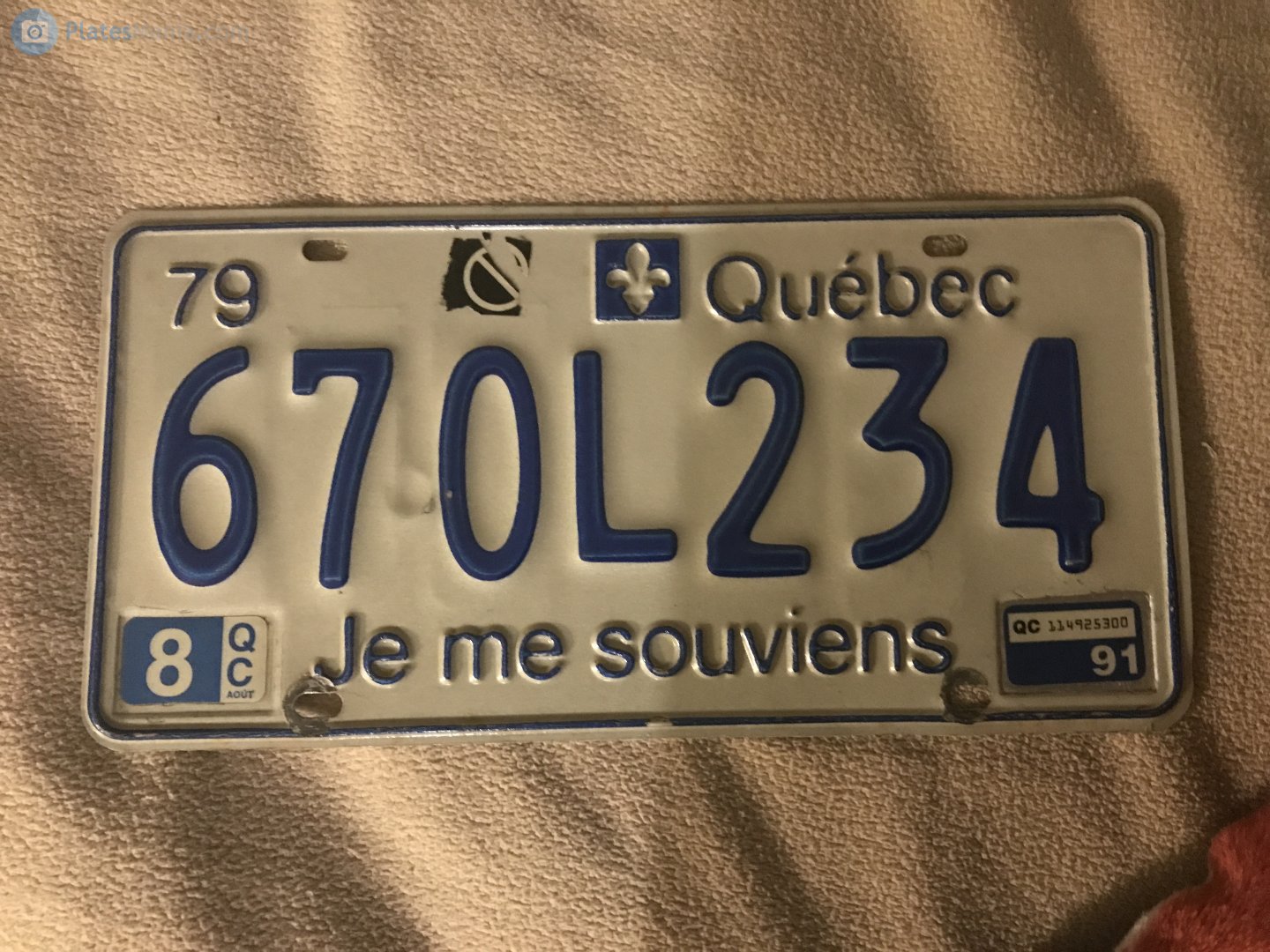 670L234, License plate without vehicle 