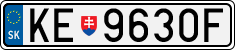 License plate of Slovakia, Cars