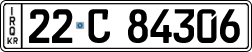 License plate of Iraq, 2022 year system