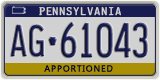 Pennsylvania, Specialty plates (AB-123XX)