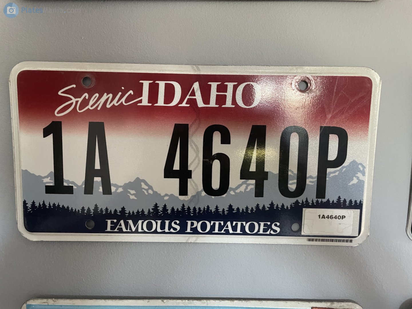 1A 4640P, License plate without vehicle 