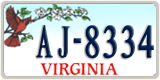 Virginia, Specialty plates (AB-1234)