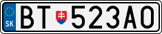 License plate of Slovakia, Cars