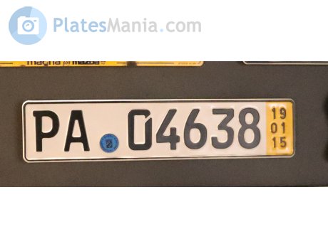 PA 04638, Номерной знак без ТС