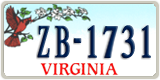 Virginia, Specialty plates (AB-1234)