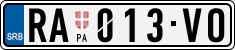 License plate of Serbia, Cars
