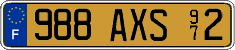 French license plate, FNI