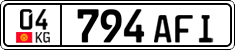 License plate of Kyrgyzstan, Private owners (2016)