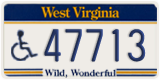 West Virginia, Vehicles for disabled persons (12345)