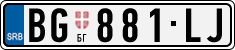 License plate of Serbia, Cars