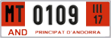 License plate of Andorra, Provisional (1234)