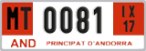 License plate of Andorra, Provisional (1234)