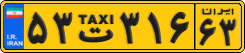 License plate of Iran, Taxi