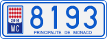 License plate of Monaco, Cars