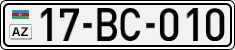 License plate of Azerbaijan, Cars