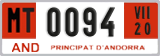 License plate of Andorra, Provisional (1234)