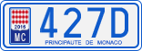 License plate of Monaco, Cars