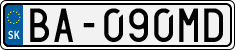 License plate of Slovakia, Cars