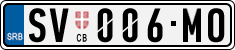 License plate of Serbia, Cars