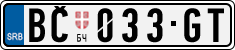 License plate of Serbia, Cars